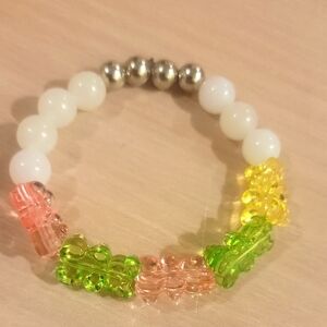 Colorful Beaded Bracelet W/ Gold Tone Accents